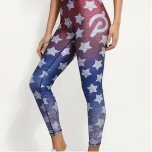 Peloton X Terez Star Print Ombre Leggings Size Small 4th of July Leggings